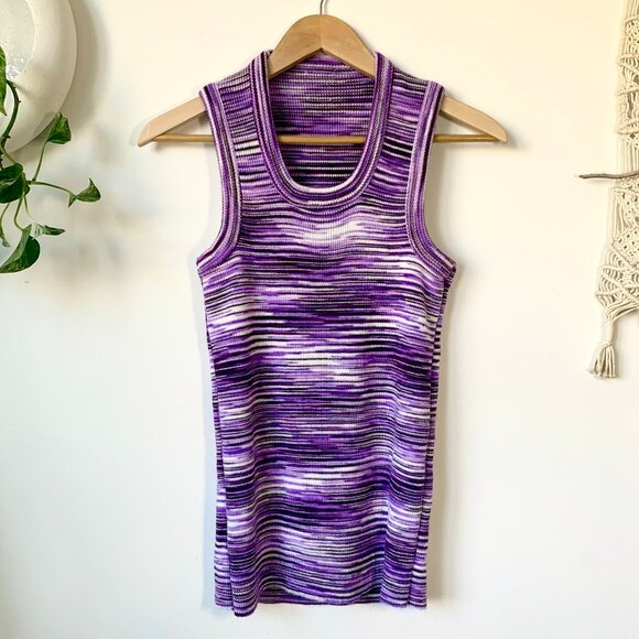 Vintage 70’s Ribbed Knit Sweater Vest Jumper Purple Space Eclectic Grandpa Boho - Picture 1 of 14